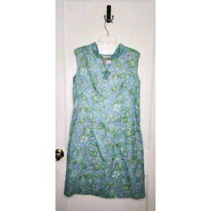 Vintage Grill Modisch Trevira Blue Floral Side Zip Dress Size 44 / Large